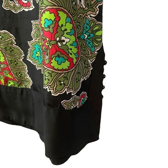 Zara Woman 100% Silk Paisley Split Neck 3/4 Sleeve Tunic Blouse Top Shirt Size S - Picture 4 of 12